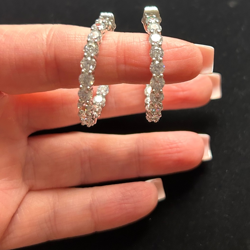 Silver Rhinestone Hoop Earrings